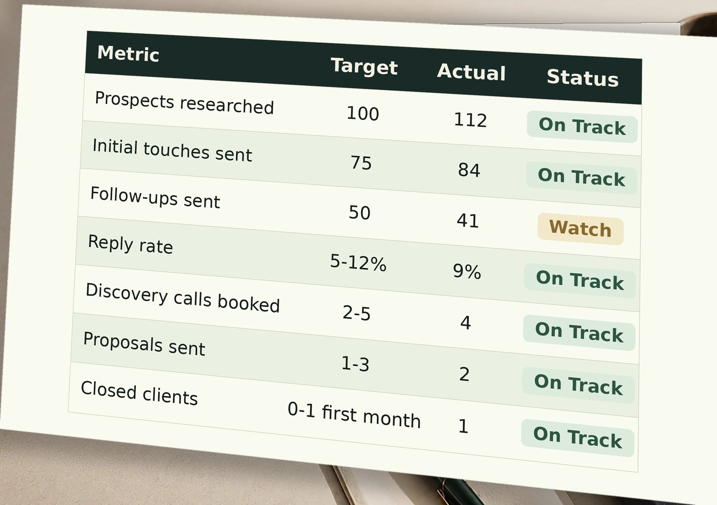 Campaign metrics workbook closeup