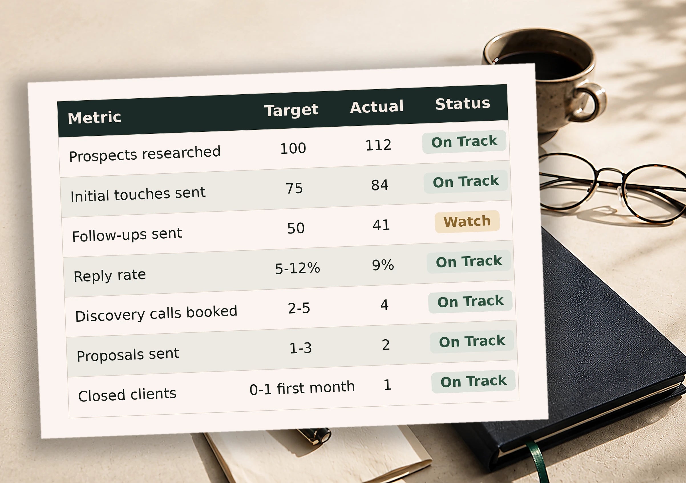 Campaign metrics workbook closeup